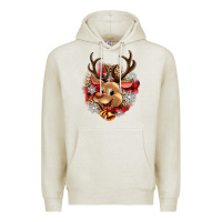 Oatmeal Heather reindeer christmas Premium Hoodie - Zillion Design Studio