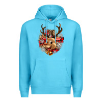 Ocean Blue reindeer christmas Premium Hoodie - Zillion Design Studio