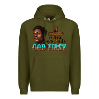 Army Green a wise man puts god first Premium Hoodie - texasbilliewilder