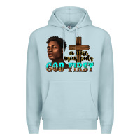 Blue Mist a wise man puts god first Premium Hoodie - texasbilliewilder