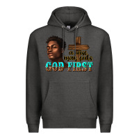 Charcoal Heather a wise man puts god first Premium Hoodie - texasbilliewilder