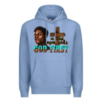 Colony Blue a wise man puts god first Premium Hoodie - texasbilliewilder
