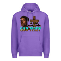 Purple a wise man puts god first Premium Hoodie - texasbilliewilder