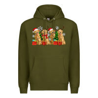 Army Green golden dogs with christmas Premium Hoodie - Zillion Design Studio