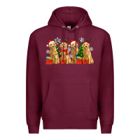 Burgundy golden dogs with christmas Premium Hoodie - Zillion Design Studio