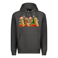 Charcoal Heather golden dogs with christmas Premium Hoodie - Zillion Design Studio