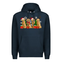 Navy golden dogs with christmas Premium Hoodie - Zillion Design Studio