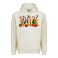 Oatmeal Heather golden dogs with christmas Premium Hoodie - Zillion Design Studio