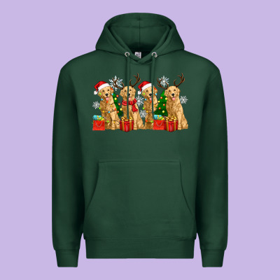 Premium Hoodie golden dogs with christmas