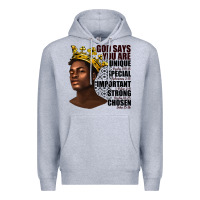 Heather Grey afro man god says you are Premium Hoodie - texasbilliewilder
