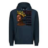 Navy afro man god says you are Premium Hoodie - texasbilliewilder