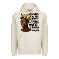 Oatmeal Heather afro man god says you are Premium Hoodie - texasbilliewilder