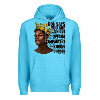 Ocean Blue afro man god says you are Premium Hoodie - texasbilliewilder