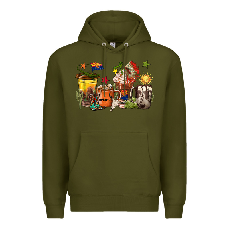 Arizona Coffee Cups Premium Hoodie by texasbilliewilder | Teevron