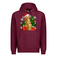 Burgundy christmas golden dog Premium Hoodie - Zillion Design Studio