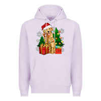 Lilac christmas golden dog Premium Hoodie - Zillion Design Studio