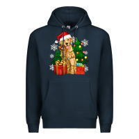Navy christmas golden dog Premium Hoodie - Zillion Design Studio