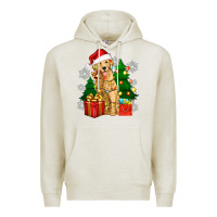 Oatmeal Heather christmas golden dog Premium Hoodie - Zillion Design Studio