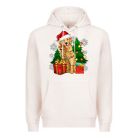 Pale Pink christmas golden dog Premium Hoodie - Zillion Design Studio