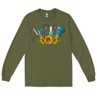 Army Green nail tools with sunflower Long Sleeve Tee - BarkalooDesign