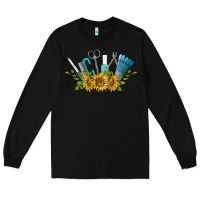Black nail tools with sunflower Long Sleeve Tee - BarkalooDesign