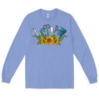 Colony Blue nail tools with sunflower Long Sleeve Tee - BarkalooDesign