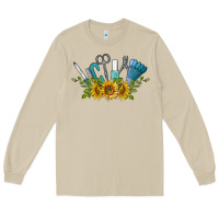 Mushroom nail tools with sunflower Long Sleeve Tee - BarkalooDesign