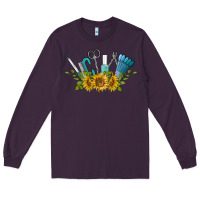 Plum nail tools with sunflower Long Sleeve Tee - BarkalooDesign