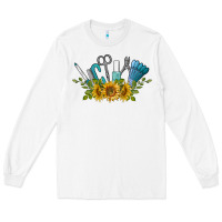 White nail tools with sunflower Long Sleeve Tee - BarkalooDesign