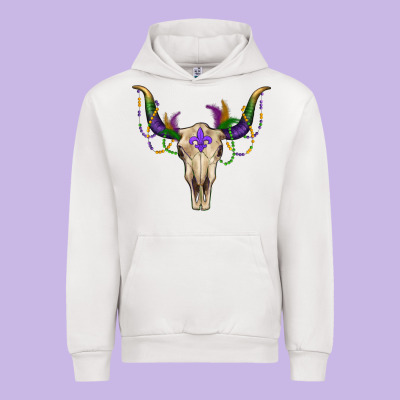 Urban Hoodie Mardi Gras Bull Skull