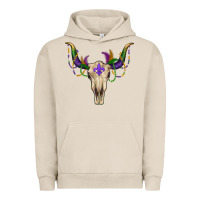 Pigment French Oak Mardi Gras Bull Skull Urban Hoodie - RanaPortraitStore