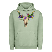 Pigment Oil Green Mardi Gras Bull Skull Urban Hoodie - RanaPortraitStore