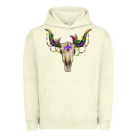 Pigment Pistachio Mardi Gras Bull Skull Urban Hoodie - RanaPortraitStore