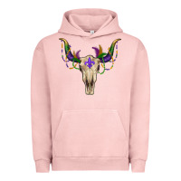 Pigment Salmon Mardi Gras Bull Skull Urban Hoodie - RanaPortraitStore