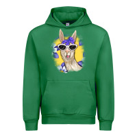 Emerald Llama With Sunglasses Urban Hoodie - RanaPortraitStore