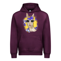 Mauve Wine Llama With Sunglasses Urban Hoodie - RanaPortraitStore