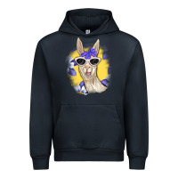 Navy Llama With Sunglasses Urban Hoodie - RanaPortraitStore