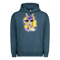 Pigment Midnight Navy Llama With Sunglasses Urban Hoodie - RanaPortraitStore
