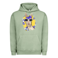 Pigment Oil Green Llama With Sunglasses Urban Hoodie - RanaPortraitStore