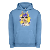 Pigment Pebble Blue Llama With Sunglasses Urban Hoodie - RanaPortraitStore