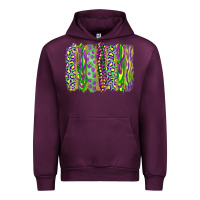 Mauve Wine Mardi Gras Leopard Beads Brushstrokes Urban Hoodie - RanaPortraitStore