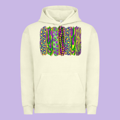 Urban Hoodie Mardi Gras Leopard Beads Brushstrokes