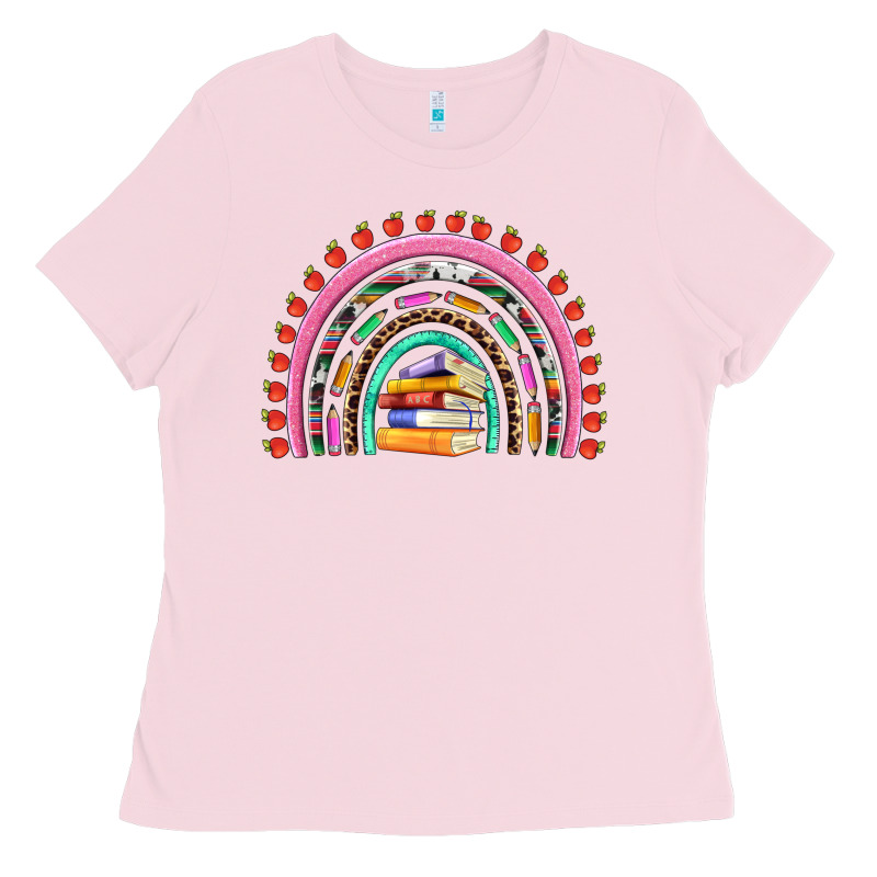 Teacher Pen Apple Books Rainbow Ladies Tee by Artiststas | Teevron