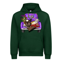 Forest Green Mardi Gras Truck With Farm Animals Urban Hoodie - RanaPortraitStore