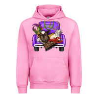 Fuchsia Pink Mardi Gras Truck With Farm Animals Urban Hoodie - RanaPortraitStore