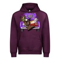 Mauve Wine Mardi Gras Truck With Farm Animals Urban Hoodie - RanaPortraitStore