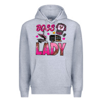 Heather Grey boss lady Premium Hoodie - texasbilliewilder