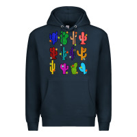 Navy christmas glitter cactus Premium Hoodie - Zillion Design Studio