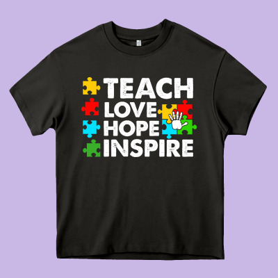 Teach Love Hope Inspire Heavy Core Tee Designed By Cowhidedigitalart