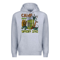 Heather Grey camp more worry less Premium Hoodie - texasbilliewilder